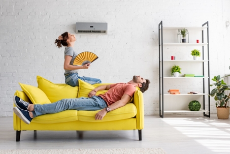 couple too warm in living space